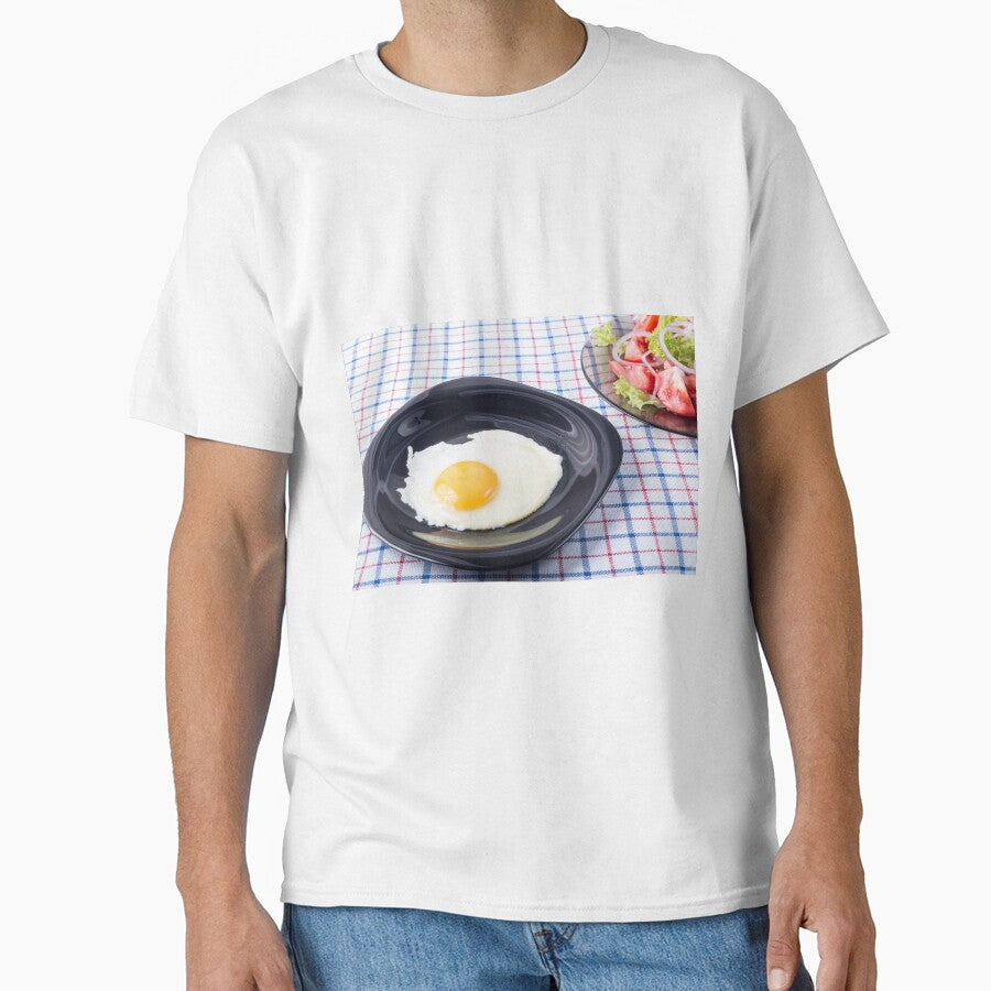 Small portion of the breakfast of fried egg and vegetable salad Classic T-Shirt