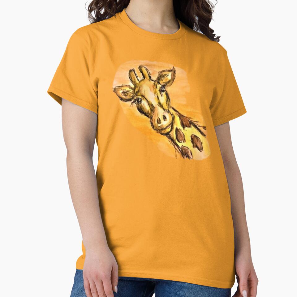 Giraffe watercolor fine art Classic T-Shirt